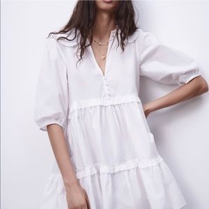 NWT ZARA CONTRASTING 100% COTTON POPLIN DRESS S